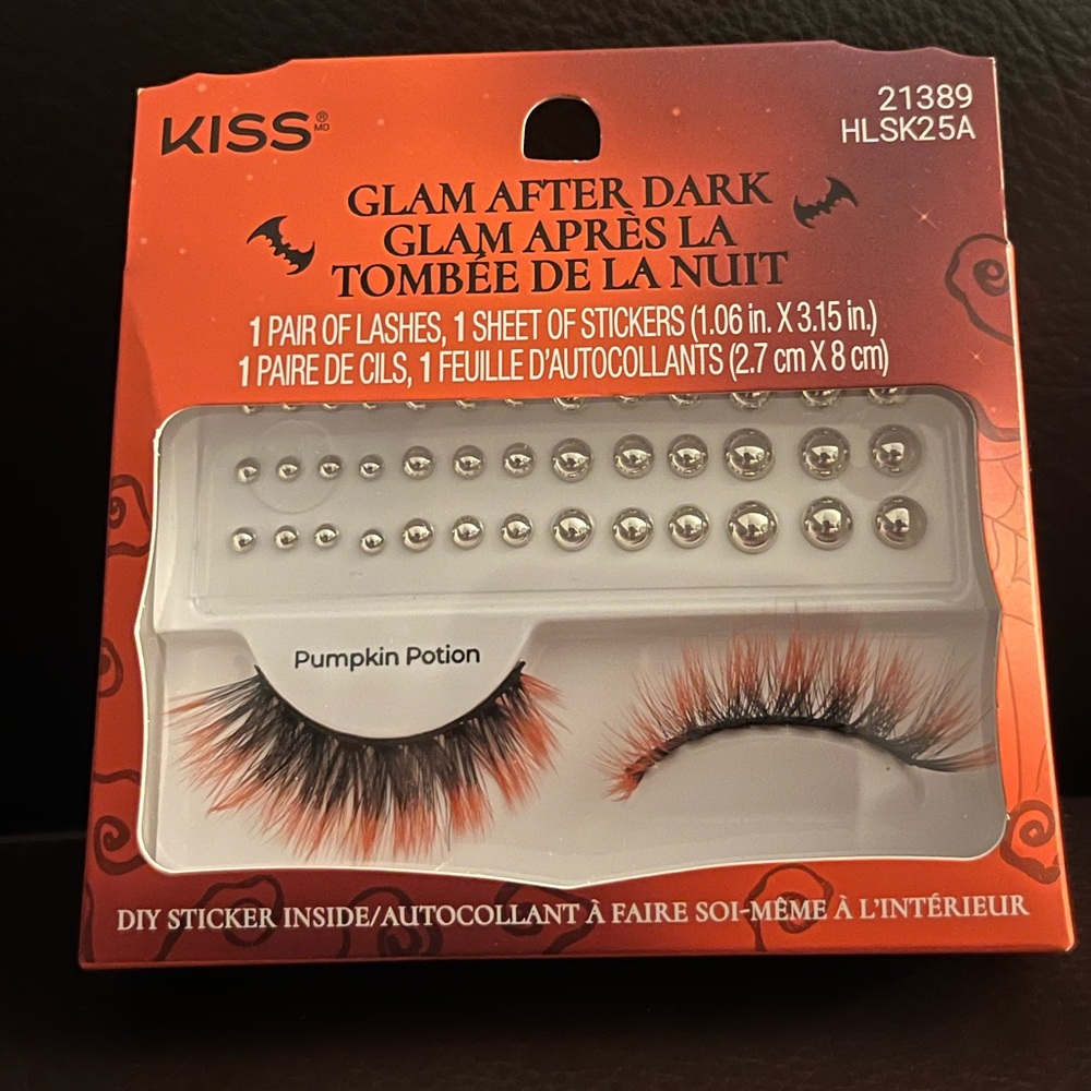 NEW Kiss - Glam After Dark - Pumpkin Potion False Lashes With Sheet Of Stickers